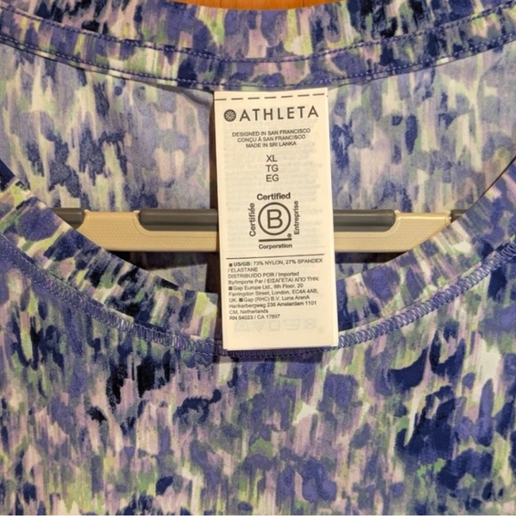 Athleta NWT Ultimate Muscle Tank Blue Watercolors Sz XL - Picture 3 of 6
